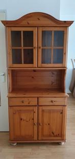 Grenen Buffetkast met Glazen Deuren, Huis en Inrichting, Kasten | Buffetkasten, Gebruikt, Glas, Landelijk, 150 tot 200 cm