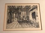 Ets van Antoon Hemert (1883-1944) Interieur, Antiek en Kunst, Ophalen of Verzenden