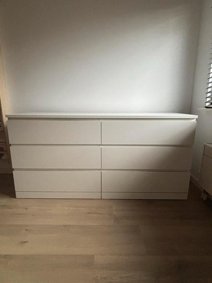 Malm Ladekast met 6 lades (wit), Huis en Inrichting, Kasten | Dressoirs, Zo goed als nieuw, 150 tot 200 cm, 25 tot 50 cm, Met lade(s)