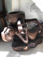 Groot Afrikaans beeld houtsnijwerk kunst plantenpot, Ophalen