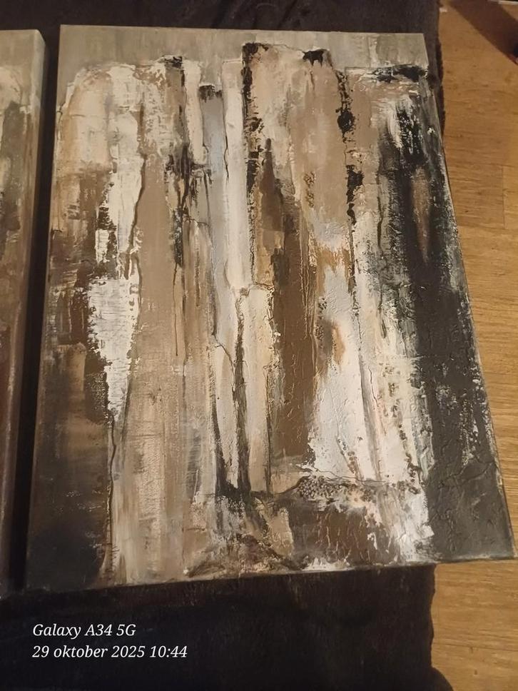 Abstract Schilderij - Neutrale Kleuren, Antiek en Kunst, Kunst | Schilderijen | Abstract, Ophalen