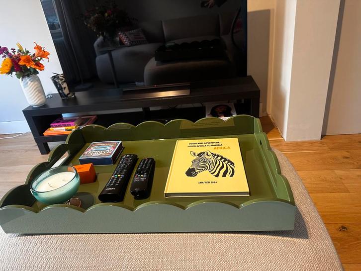 Addison Ross - Dienblad Ottomane Eau de Nil & Khaki, Huis en Inrichting, Woonaccessoires | Dienbladen, Zo goed als nieuw, Hout