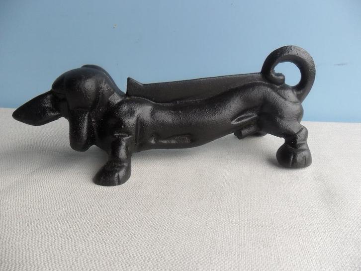 Schoenschraper Teckel, Tuin en Terras, Tuinbeelden, Zo goed als nieuw, Dierenbeeld, Metaal, Ophalen of Verzenden