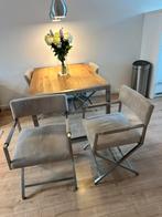 Eetkamer stoelen suède regisseur stoelen stalen frame, Huis en Inrichting, Stoelen, Ophalen of Verzenden, Zo goed als nieuw