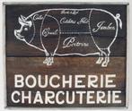 Houten bord/Frans/varken/brocante/antiek/slager/Boucherie, Reclamebord, Ophalen of Verzenden, Zo goed als nieuw