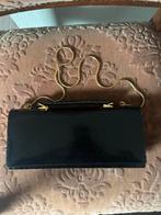 Vintage Slangenleer Clutch Metallic, Sieraden, Tassen en Uiterlijk, Tassen | Damestassen, Ophalen of Verzenden, Gebruikt, Zwart