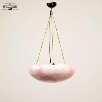 Grote antieke vintage Art Deco schaallamp hanglamp roze 1930