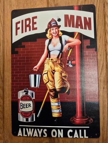 Retro Brandweerbord - Fireman Always On Call beschikbaar voor biedingen