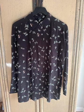 Yesta lange doorknoop blouse zwarte print nieuw maat 2(50) beschikbaar voor biedingen