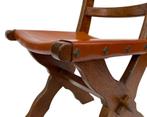 Vintage set van vier brutalist eetkamerstoelen eiken, Gebruikt, Bruin, Vintage, Vier