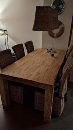 mangohouten eettafel., Ophalen, Gebruikt, 200 cm of meer, 50 tot 100 cm