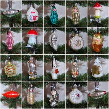 Oude vintage russische kerstballen zeppelin klok vuurtoren beschikbaar voor biedingen