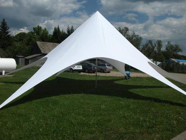 Bruidskapel Model Starshade-Stertent 10 x 10m. 30 m² Wit, Tuin en Terras, Partytenten, Nieuw, Stertent, 8 meter of meer, Ophalen of Verzenden