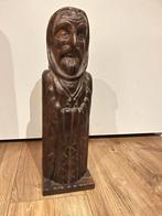 Vintage houten monnik flessenhouder handgesneden wijnhouder, Ophalen