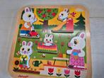 Janod Houten Puzzel Konijntjes, 2 tot 4 jaar, Gebruikt, 10 tot 50 stukjes, Ophalen of Verzenden