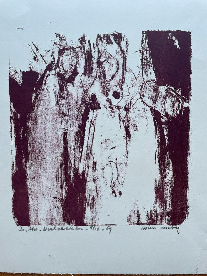 Wim Motz '69 nr. 9/10 Litho 'Verlaaenen', Antiek en Kunst, Kunst | Litho's en Zeefdrukken, Ophalen of Verzenden