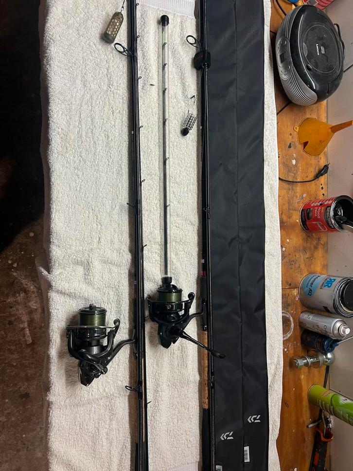 2x Daiwa Tournament Pro 136Q 13,6 ft, Watersport en Boten, Hengelsport | Witvissen, Gebruikt, Werphengel, Ophalen of Verzenden