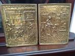 2 WANDHANGERS, latoenkoper, 19,5x 15 cm naar P.de Hoogh, Antiek en Kunst, Ophalen of Verzenden