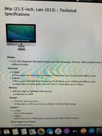 iMac 21.5-inch Late 2013 - Zeer Goede Staat, Computers en Software, Apple Desktops, 2 tot 3 Ghz, IMac, Ophalen of Verzenden, Zo goed als nieuw
