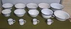 Partij wit emaille schalen + bekers, Ophalen of Verzenden