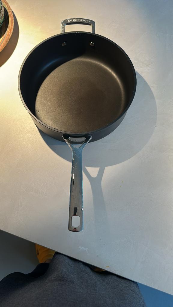 Le Creuset Pannenset les forgees - 4 stuks, Huis en Inrichting, Keuken | Potten en Pannen, Gebruikt, Pannenset, Gietijzer, Ophalen of Verzenden