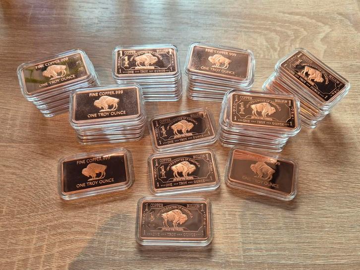 10 x 1 oz USA Buffalo Copper Bar. Puur Koper. Koperbaar., Postzegels en Munten, Edelmetalen en Baren, Koper, Ophalen of Verzenden