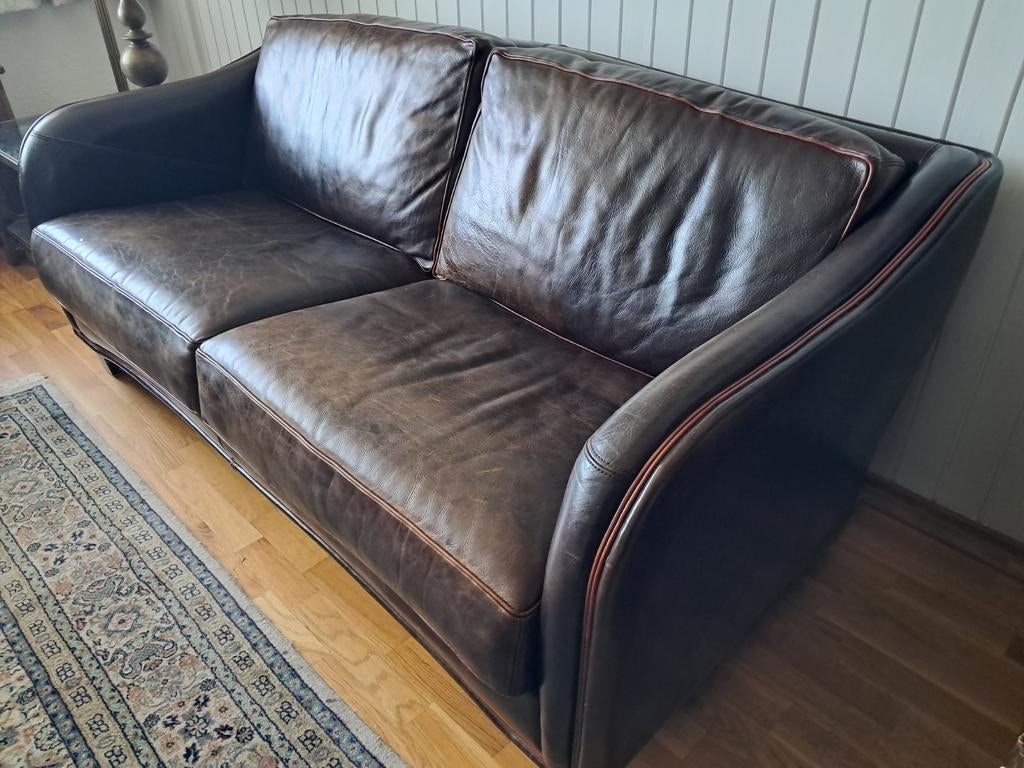 Art deco 2 banken, stoel en  hocker Mol en Geurts., Huis en Inrichting, Banken | Sofa's en Chaises Longues, 75 tot 100 cm, Leer
