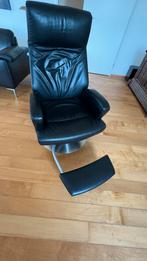 Leren Draaifauteuil met Voetenbank - Leeuwarden, Ophalen, Gebruikt, Leer, 75 tot 100 cm