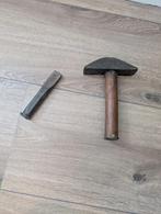 Oud smidshamer & beitel – vintage gereedschap / decoratief, Ophalen of Verzenden, Gebruikt