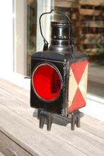 Antieke Spoorweg seinlamp lantaarn olielamp, Verzamelen, Trein, Gebruikt, Overige typen, Ophalen of Verzenden