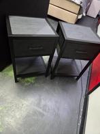 Nieuwe set nachtkastjes - zwart hout/metaal, Ophalen, Nieuw, 55 tot 70 cm, 45 tot 65 cm