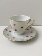 Retro vintage 60’s koffiekop en schotel wit rood, Antiek en Kunst, Ophalen of Verzenden