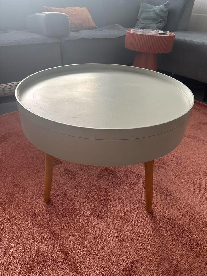 Grijze Scandinavische Salontafel met Opbergruimte, Huis en Inrichting, Tafels | Salontafels, Gebruikt, Minder dan 50 cm, 50 tot 100 cm