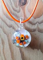 handgemaakte lampwork glas hanger, Sieraden, Tassen en Uiterlijk, Kettingen, Verzenden, Nieuw, Oranje, Overige materialen