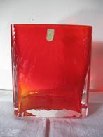 RIMAC BAARN schitterende rode glazen vierkante vaas retro, Antiek en Kunst, Ophalen of Verzenden