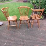 Beukenhouten 4 stoelen, 3 krukjes, Nieuwstaat, Ophalen, Bruin, Zo goed als nieuw, Vier