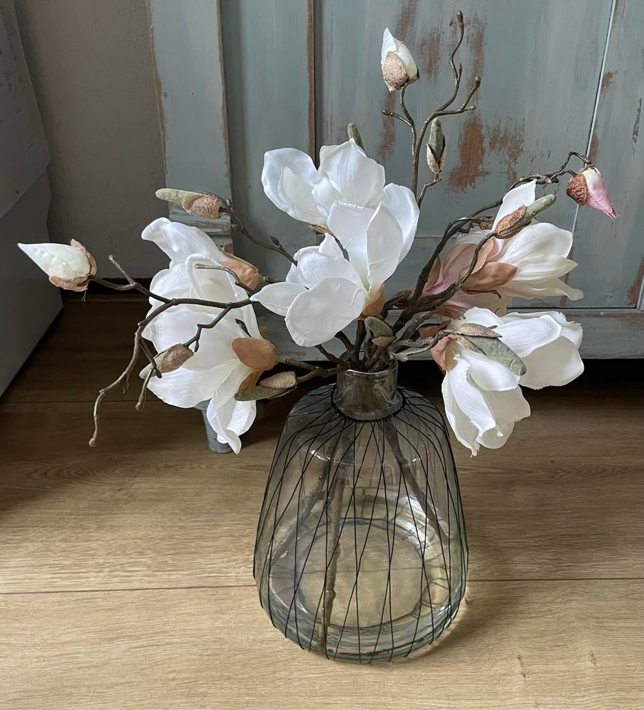4 prachtige Magnolia takken kunstbloemen, Ophalen of Verzenden, Zo goed als nieuw