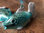 4x kerstbal vis turquoise kleur met zilver, Diversen, Ophalen of Verzenden, Nieuw