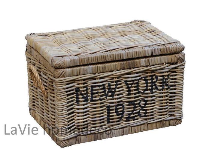 Kist riet New York, Huis en Inrichting, Woonaccessoires | Kisten, Nieuw, Minder dan 50 cm, Minder dan 50 cm, 50 tot 100 cm, Ophalen of Verzenden
