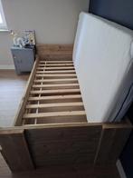 Stoer Steigerhouten 1-persoonsbed + Matras, Huis en Inrichting, Slaapkamer | Bedden, Ophalen, Gebruikt, Eenpersoons, Bruin