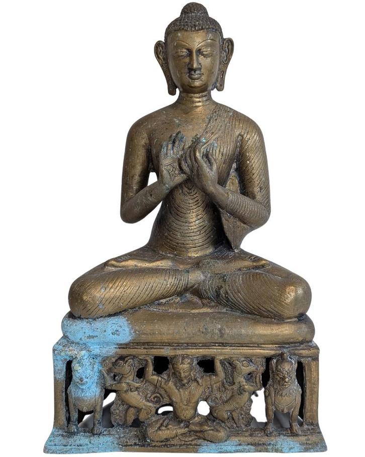 Noord-Indiase messing Boeddha, Huis en Inrichting, Woonaccessoires | Boeddhabeelden, Gebruikt, Ophalen of Verzenden