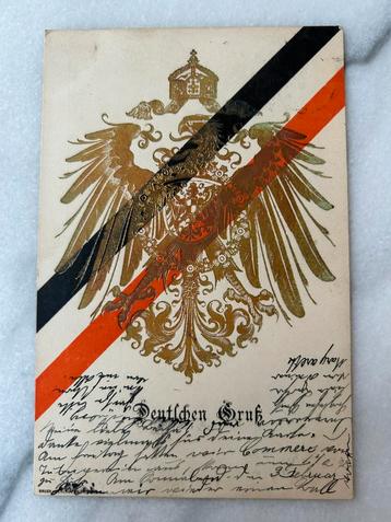 Ansichtskaart deutscher gruss adelaar goud 1900 beschikbaar voor biedingen