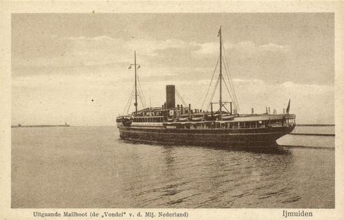 Uitgaande Mailboot [de Vondel v.d. Mij. Nederland] - IJmuide, Verzamelen, Ansichtkaarten | Nederland, Ongelopen, Noord-Holland