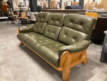 2  zitsbank vintage leer groen ALS NIEUW  beschikbaar voor biedingen