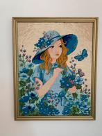 Handgeborduurd Petit Point Schilderij - Lucía, Ophalen of Verzenden