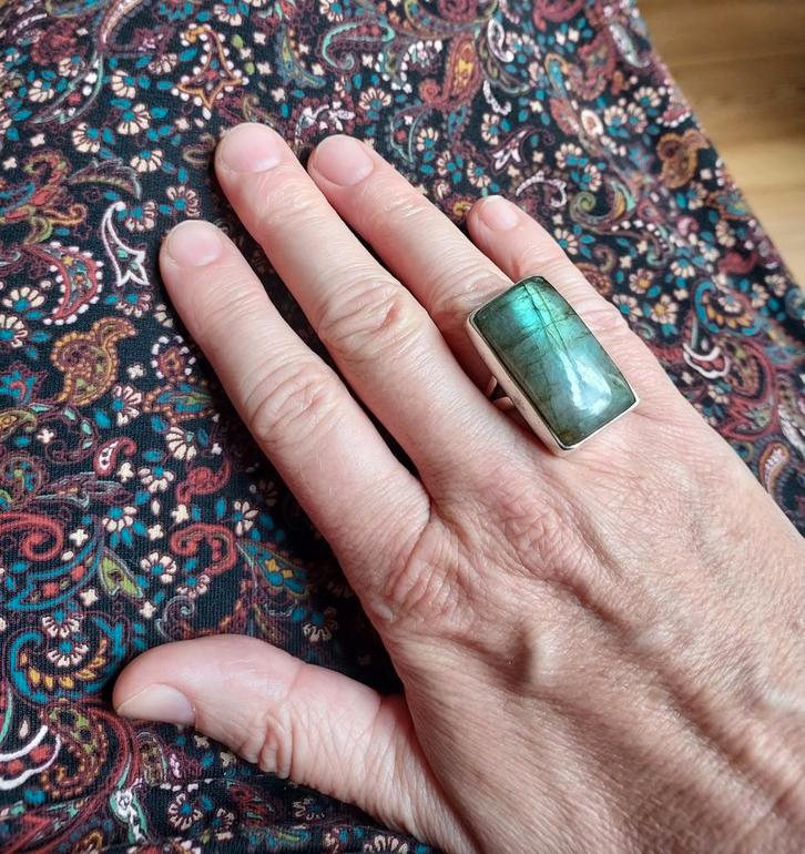 zilver halfedelsteen, Sieraden, Tassen en Uiterlijk, Antieke sieraden, Ring, Zilver, Ophalen of Verzenden