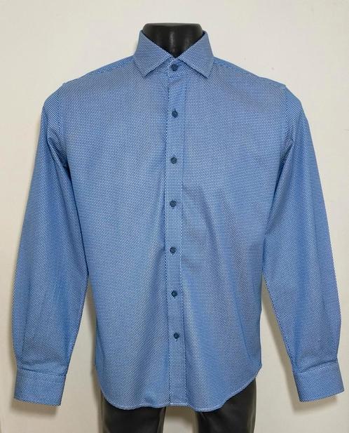 Blauw -tailored fit- designer overhemd van Robert Graham, Kleding | Heren, Overhemden, Zo goed als nieuw, Halswijdte 39/40 (M)