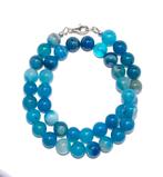 Halsketting Agaat blauw  Kralen 10 mm 925 sterling zilver, Ophalen of Verzenden, Mineraal