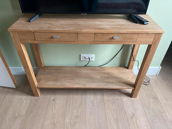 Houten Sidetable met 2 Lades, Huis en Inrichting, Kasten | Televisiemeubels, Gebruikt, Minder dan 100 cm, 100 tot 150 cm, 25 tot 50 cm