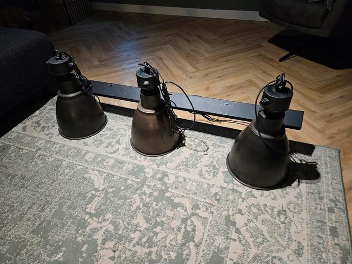 Industriële hanglamp Eurolight B.V., Huis en Inrichting, Lampen | Hanglampen, Gebruikt, 75 cm of meer, Metaal, Ophalen
